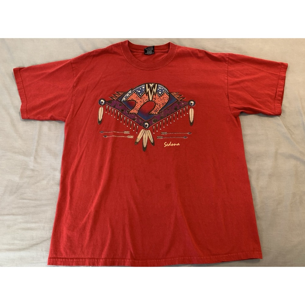 Sportex Sedona Arizona Adult XL Red Short Sleeve Native American 100% Cotton USA